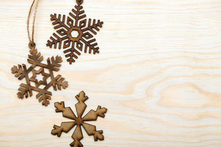 scrapbook background. Christmas,  snowflakes on a wooden backgroundの写真素材