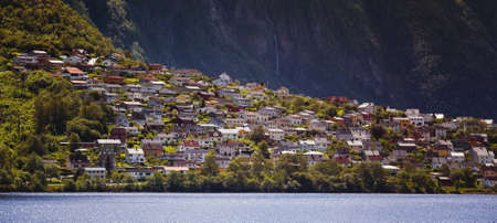 Panorama of the city of Odda, Norwayの写真素材