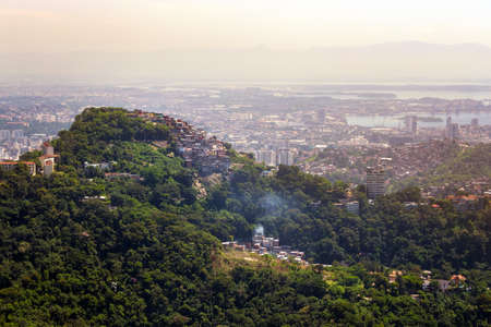 view of favela on a hill of Rio de Janeiro Brazilの写真素材