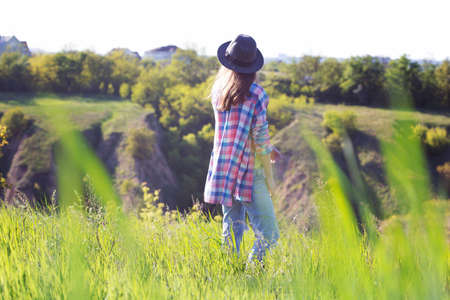 freedom - beautiful teen girl on the natureの写真素材