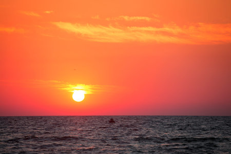 Dawn at sea. Sea of Azov, Ukraineの写真素材
