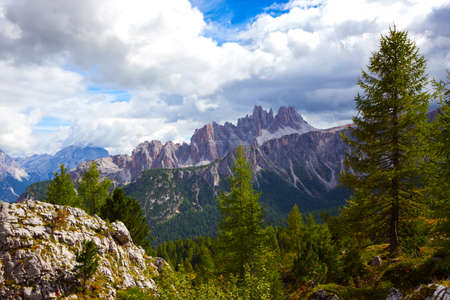 Beautiful mountain view in the area Cinque Torri. Dolomites, Italy.の写真素材