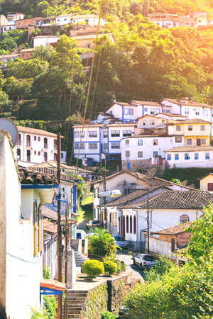 streets of the famous historical town Ouro Preto, Minas Gerais, Brazilの写真素材
