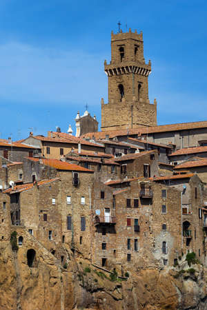 view of famous italian town Pitigliano from the viewpointの写真素材