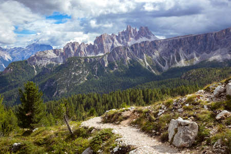 Beautiful mountain landscape around the Cinque Torri. Dolomites, Italyの写真素材