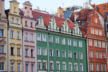 colorful buildings of Wroclaw at the main city square Stary Rynekの写真素材