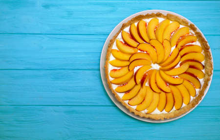 Delicious, useful and beautiful tartlets with peachの写真素材