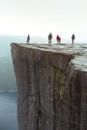 Preikestolen on a overcast day, Norwayの写真素材
