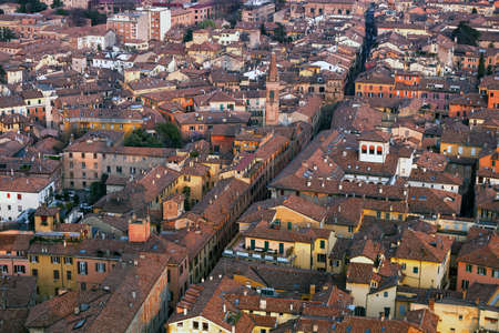 a top view of the historic center of Bologna, Italyの写真素材