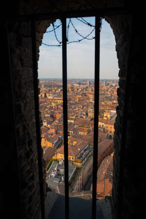 a top view of the historic center of Bologna, Italyの写真素材