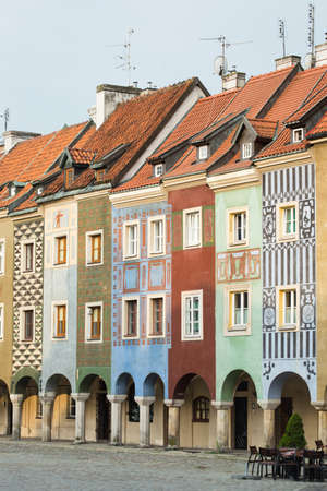 view of empty main square Stary Rynek at POZNAN POLANDの写真素材