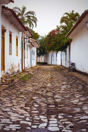 streets of the famous historical town Paraty, Brazil の写真素材