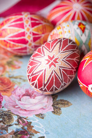 beautiful Easter egg Pysanka handmade - ukrainian traditionalの写真素材