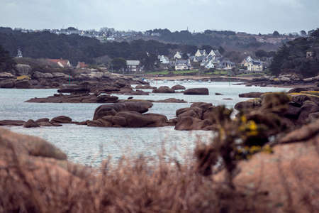 typical Brittany coast at  the Tregastel in the north of France
の写真素材