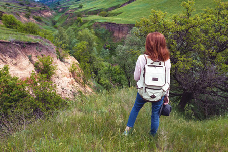 summer - girl walks on the background of the traditional Ukrainian landscape