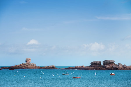 typical Brittany coast at  the Tregastel in the north of France