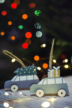 christmas. New Year's toys on the background of the Christmas tree