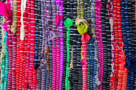 brazil textiles souvenir, background of bright Brazilian rugsの写真素材