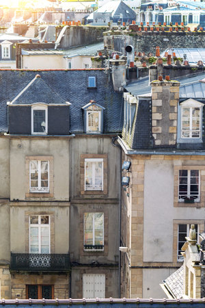beautiful streets with colombage houses in the famous city of Morlaix. Normandy, France