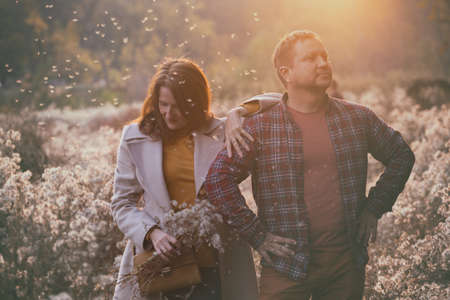 love - marrieds couple  man and a woman for a walkの写真素材