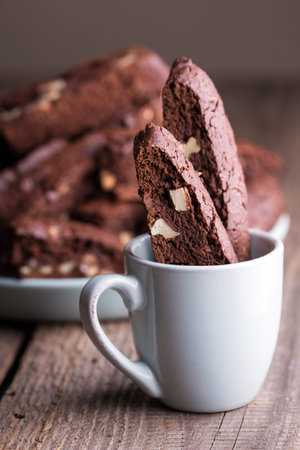 appetizing Italian biscotti cookies in a cup for coffee