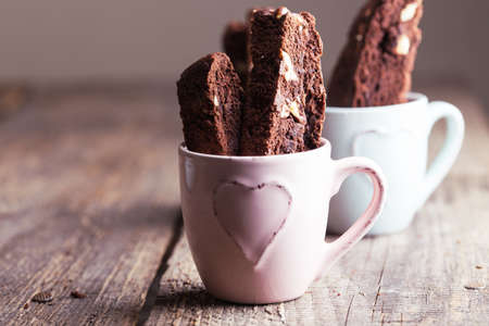 appetizing Italian biscotti cookies in a cup for coffeeの写真素材