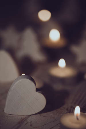 Christmas background of candles and wooden toys
の写真素材
