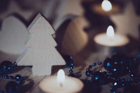 Christmas background of candles and wooden toys
の写真素材