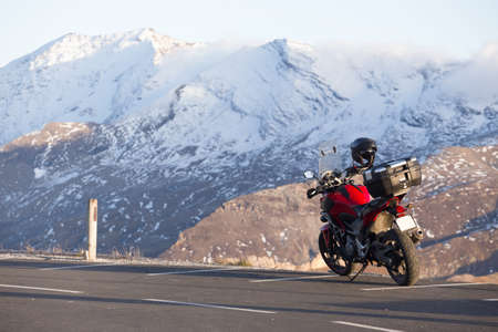 a motorcycle trip. Grossglockner alpine road at the sunset time. Tauern National Park
の写真素材
