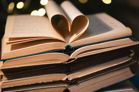 heart shaped book pages. Christmas atmosphereの写真素材
