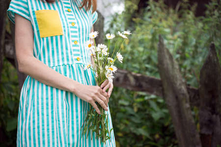 girl holds bouquet of camomile in hands
の写真素材