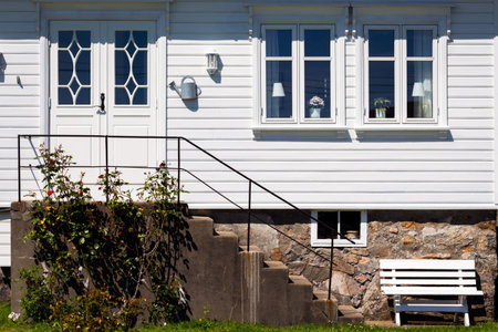 traditional norwegian white wooden house, norway