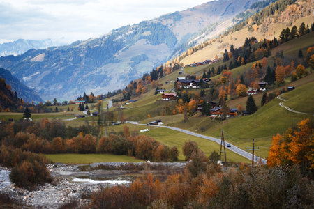 beautiful landscape. mountain road in the austria. autumn