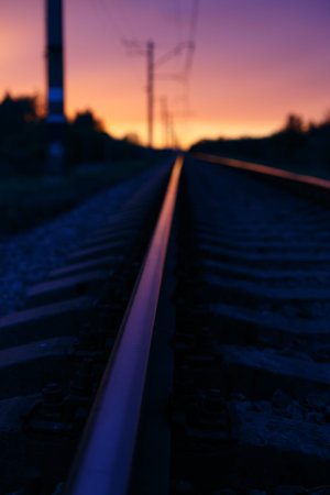 a railway track in sunset light