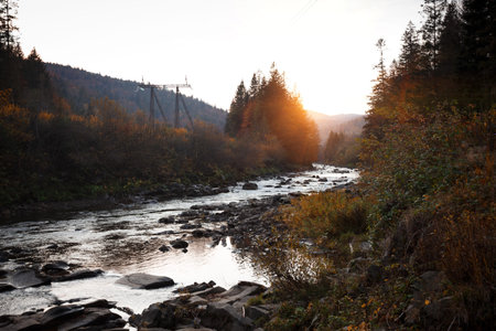 stormy mountain river in the Carpathians