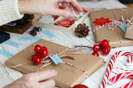 scrapbook background. christmas - girl packs gift