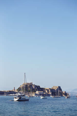 old fortress of Kerkyra on the island of Corfu and yachts in the foreground. Greeceの写真素材