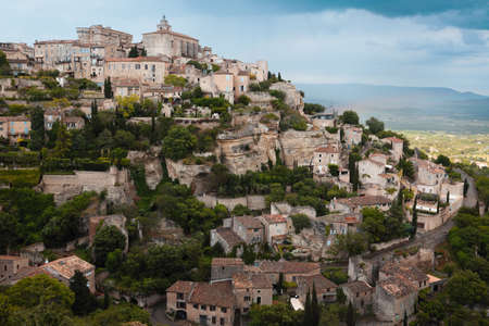 worldwide famous french provencale commune Gordes. view of the city of Gordesの写真素材