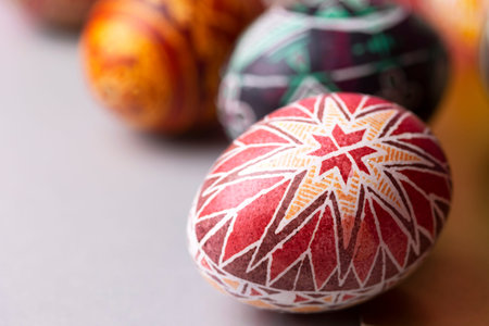 happy easter card. beautiful Easter egg Pysanka handmade