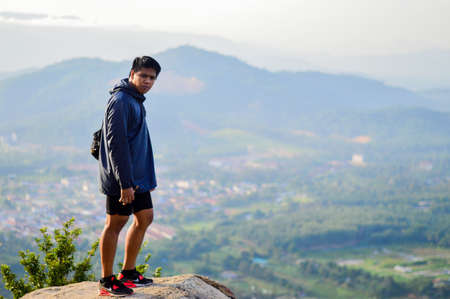 Broga Hill, Semenyih Negeri Sembilan, MALAYSIA - 22 August 2015. A bunch of people hiking and doing an outdoor activity at Broga Hill, Semenyih Negeri Sembilan, Malaysia.のeditorial素材