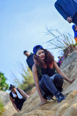 Broga Hill, Semenyih Negeri Sembilan, MALAYSIA - 22 August 2015. A bunch of people hiking and doing an outdoor activity at Broga Hill, Semenyih Negeri Sembilan, Malaysia.のeditorial素材