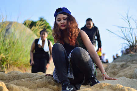 Broga Hill, Semenyih Negeri Sembilan, MALAYSIA - 22 August 2015. A bunch of people hiking and doing an outdoor activity at Broga Hill, Semenyih Negeri Sembilan, Malaysia.のeditorial素材