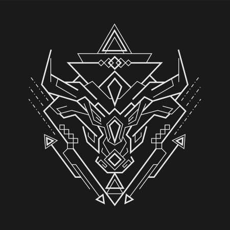 mighty bull line art styleのイラスト素材