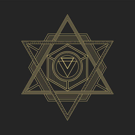 sacred geometry hexagram line art styleのイラスト素材