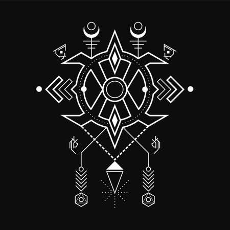 Abstract Geometric Magic Rune line art styleのイラスト素材