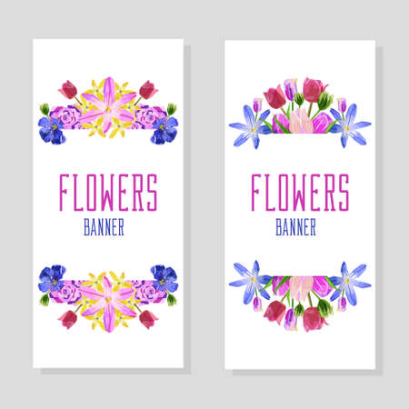 Vertical Banner Flowersのイラスト素材