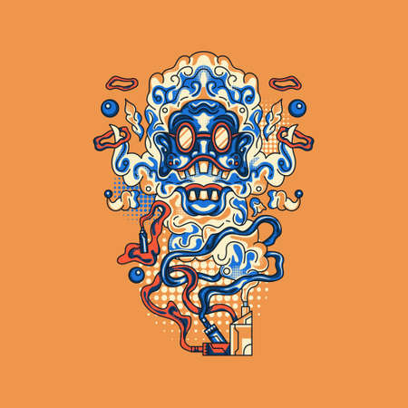Illustration of Vapor Smoke for merchandise, apparel, or otherのイラスト素材