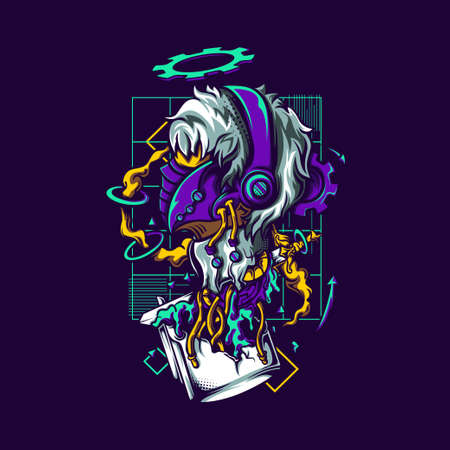 Cyborg Alone Illustration for merchandise or otherのイラスト素材