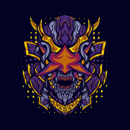 Nightmare Samurai Illustration for merchandise, apparel or otherのイラスト素材