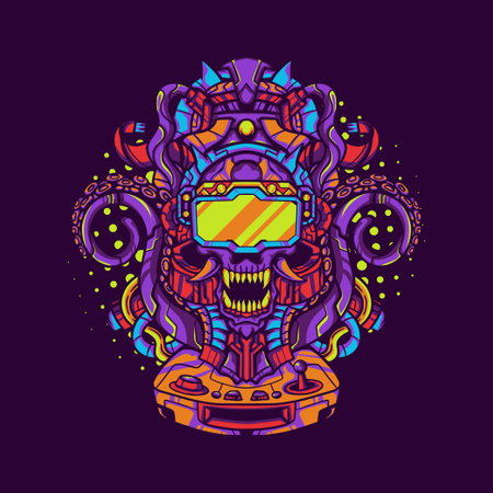 Octopus Skull Play Games for merchandise, apparel or otherのイラスト素材